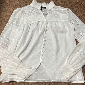 WHBM Elegant White Lace Blouse